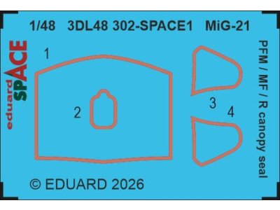 1:48 Eduard 3DL48302 SPACE - Cockpit Seals for Mikoyan-Gurevich MiG-21PFM/MF/R - Eduard - Edu3dl48302 xs 1 - EDU3DL48302-XS