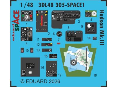 1:48 Eduard 3DL48305 SPACE - Accessoires Set voor Lockheed Hudson Mk.III - ICM - Edu3dl48305 xs 1 - EDU3DL48305-XS