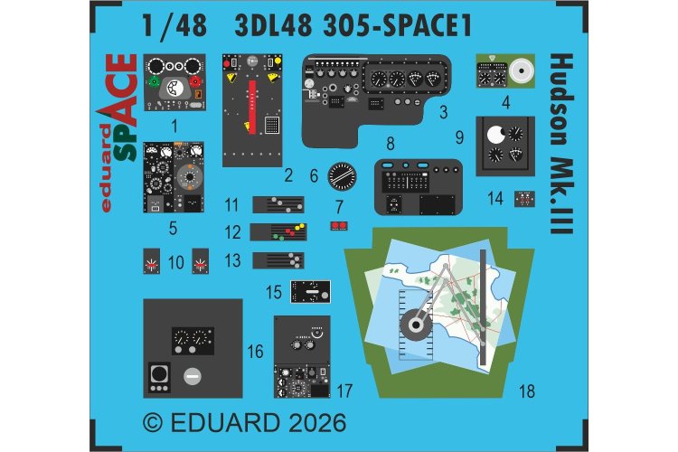 1:48 Eduard 3DL48305 SPACE - Accessoires Set voor Lockheed Hudson Mk.III - ICM - Edu3dl48305 xs 1 - EDU3DL48305-XS
