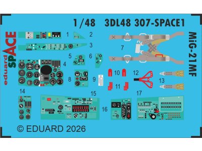 1:48 Eduard 3DL48307 SPACE - Accessoires Set voor Mikoyan-Gurevich MiG-21MF - Rye Field Model - Edu3dl48307 xs 1 - EDU3DL48307-XS