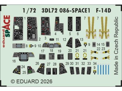 1:72 Eduard 3DL72086 Interieur 3D Decals voor Grumman F-14D Tomcat - Tamiya - Edu3dl72086 xs 1 - EDU3DL72086-XS