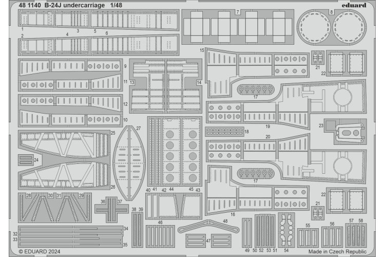 1:48 Eduard 481140 Photo-Etch Onderstel B-24J - HobbyBoss - Edu481140 xs 1 - EDU481140-XS