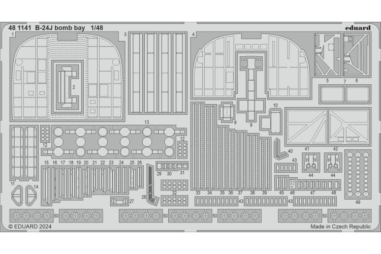 1:48 Eduard 481141 Photo-Etch Bommenruim B-24J - HobbyBoss - Edu481141 xs 1 - EDU481141-XS