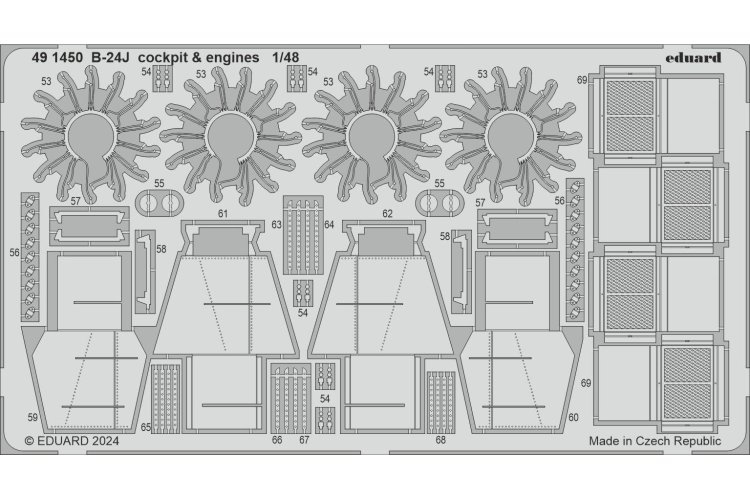 1:48 Eduard 491450 Cockpit en Engines voor B-24J - HobbyBoss - Edu491450 xs 2 - EDU491450-XS