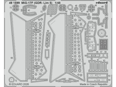 1:48 Eduard 491599 Accessories Set for Mikoyan-Gurevich MiG-17F (GDR Lim-5) - Kinetic - Edu491599 xs 1 - EDU491599-XS