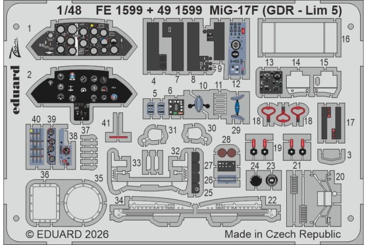 1:48 Eduard 491599 Accessories Set for Mikoyan-Gurevich MiG-17F (GDR Lim-5) - Kinetic - Edu491599 xs 2 - EDU491599-XS
