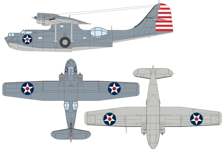1:48 Eduard EX1184 US National Insignia Mask Set &ndash; Stars and Bars for Consolidated PBY-5A Catalina - Eduex1184 xs 1 - EDUEX1184-XS