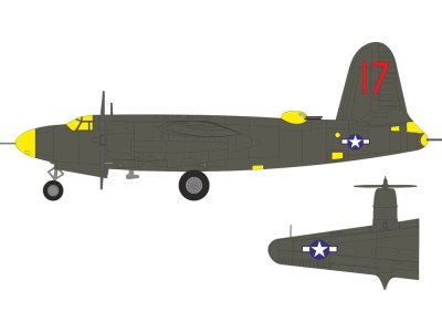 1:48 Eduard EX1189 US National Insignia Mask Set - Tail Markings for Martin B-26C-45 Marauder - ICM - Eduex1189 xs 1 - EDUEX1189-XS