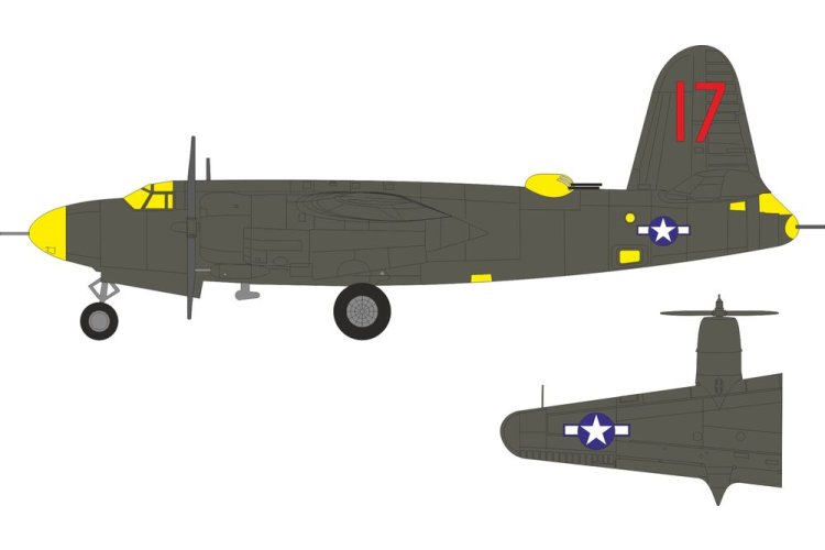 1:48 Eduard EX1189 US National Insignia Mask Set - Tail Markings for Martin B-26C-45 Marauder - ICM - Eduex1189 xs 1 - EDUEX1189-XS