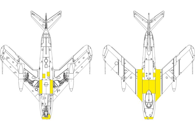 1:48 Eduard EX1192 Masking Set for Surface Panels of Mikoyan-Gurevich MiG-17F - Kinetic - Eduex1192 xs 1 - EDUEX1192-XS