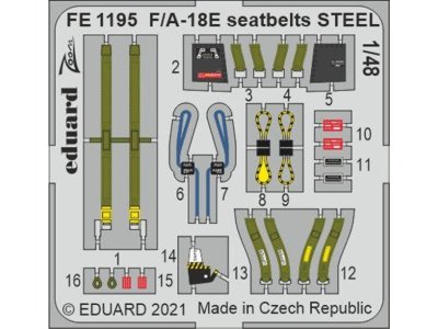 1:48 Eduard FE1195 Seatbelts Steel for F/A-18E - MENG - Edufe1195 xs - EDUFE1195-XS