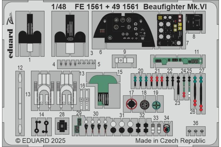 1:48 Eduard FE1561 Accessoires Set voor Beaufighter Mk. VI - Revell - Edufe1561 xs 1 - EDUFE1561-XS