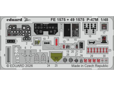 1:48 Eduard FE1575 Accessoires Set voor P-47M - MiniArt - Edufe1575 xs 1 - EDUFE1575-XS