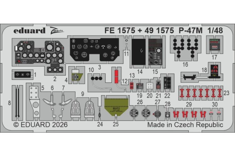 1:48 Eduard FE1575 Accessoires Set voor P-47M - MiniArt - Edufe1575 xs 1 - EDUFE1575-XS