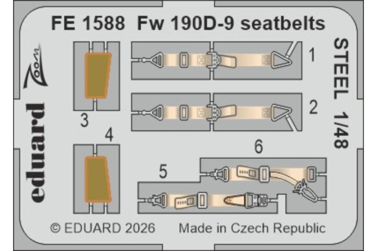 1:48 Eduard FE1588 Stalen Veiligheidsgordels voor Focke-Wulf Fw 190D-9 - MiniArt - Edufe1588 xs 1 - EDUFE1588-XS