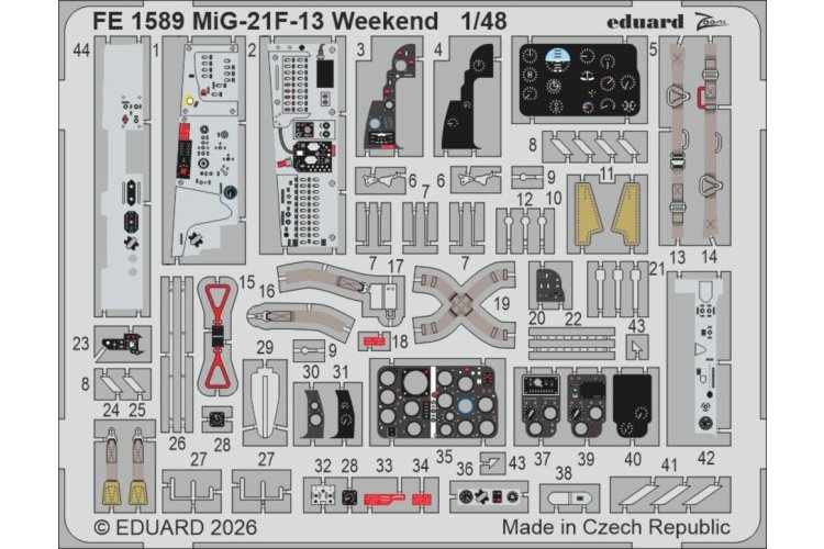 1:48 Eduard FE1589 Accessoires - Zoom Set voor MiG-21F-13 Weekend Edition - Edufe1589 xs 1 - EDUFE1589-XS