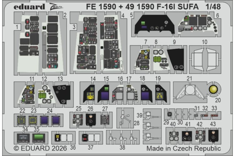 1:48 Eduard FE1590 Zoom Set voor Lockheed Martin F-16I Sufa - Kinetic - Edufe1590 xs 1 - EDUFE1590-XS