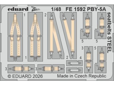 1:48 Eduard FE1592 Zoom Set - Stalen Veiligheidsgordels voor Consolidated PBY-5A Catalina - Eduard & Revell - Edufe1592 xs 1 - EDUFE1592-XS