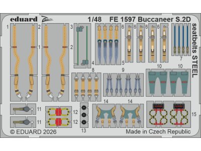 1:48 Eduard FE1597 Zoom Set - Steel Seat Belts for Blackburn Buccaneer S.2D - Trumpeter - Edufe1597 xs 1 - EDUFE1597-XS