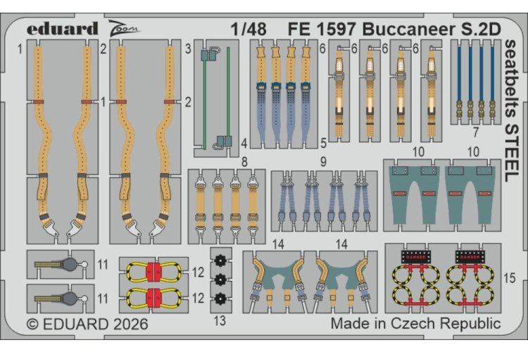 1:48 Eduard FE1597 Zoom Set - Steel Seat Belts for Blackburn Buccaneer S.2D - Trumpeter - Edufe1597 xs 1 - EDUFE1597-XS