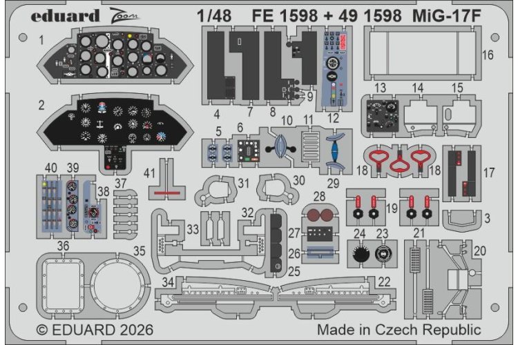 1:48 Eduard FE1598 ZOOM - Accessories Set for Mikoyan-Gurevich MiG-17F - Kinetic - Edufe1598 xs 1 - EDUFE1598-XS