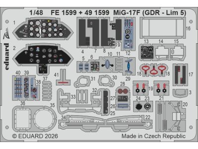 1:48 Eduard FE1599 ZOOM - Accessories Set for Mikoyan-Gurevich MiG-17F (GDR Lim-5) - Kinetic - Edufe1599 xs 1 - EDUFE1599-XS