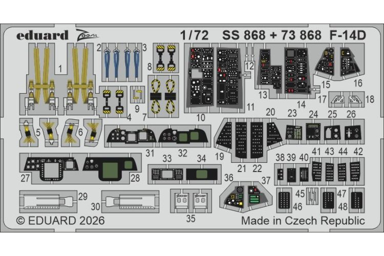 1:72 Eduard SS868 Accessories &ndash; Zoom Set for Grumman F-14D Tomcat &ndash; Tamiya - Eduss868 xs 1 - EDUSS868-XS