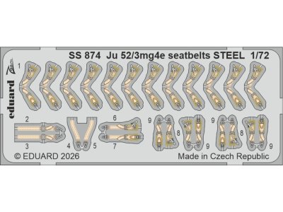 1:72 Eduard SS874 Zoom Set - Steel Seatbelts for Junkers Ju 52/3mg4e - Airfix - Eduss874 xs 1 - EDUSS874-XS