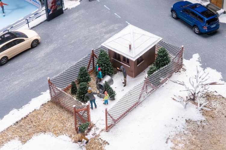 1:87 H0 Faller 134008 Kerstbomenverkoop - Winterdiorama - 5 Figuren & 8 Dennenbomen - Fa134008 1 - FA134008