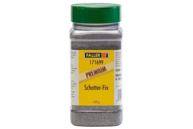 Faller 171699 PREMIUM Scattering Material Schotter-Fix - Natural Material - Medium Gray - 600g - Fa171699 1 - FA171699