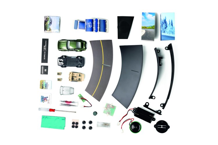 1:43 Franzis 67233 Porsche 911 Turbo - Groen Metallic - Sport Auto - Adventskalender met Geluid - Fr67233 9 6 143 franzis 67233 porsche 911 turbo green metallic sports car advent calendar with sound - FR67233-9