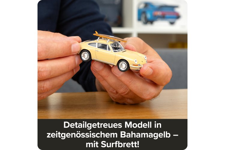 1:43 Franzis 67263 Porsche 911 met Surfplank - Champagnegeel - Adventskalender met Geluid - Fr67263 21 - FR67263