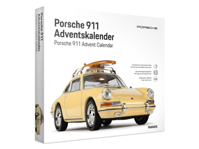 1:43 Franzis 67263 Porsche 911 met Surfplank - Champagnegeel - Adventskalender met Geluid - Fr67263 3 - FR67263