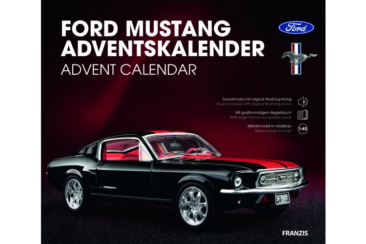 1:43 Franzis 67965 Ford Mustang Fastback 1967 - Raven Black - Advent Calendar with Sound - Fr67965 4 - FR67965