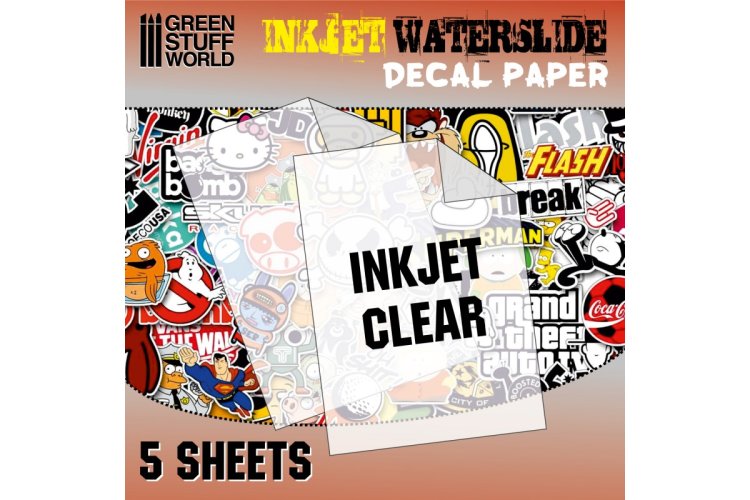 Green Stuff World 10066 Decal Paper - Clear - Inkjet - 5xA4 - Gsw10066 waterslide decals inkjet transparent 1 - GSW10066-XS
