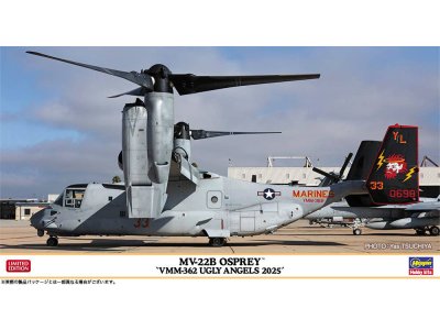 1:72 Hasegawa 02530 Bell Boeing MV-22B Osprey VMM-362 Ugly Angels 2025 - Amerikaans Tiltrotorvliegtuig - Has02530 1 - HAS02530