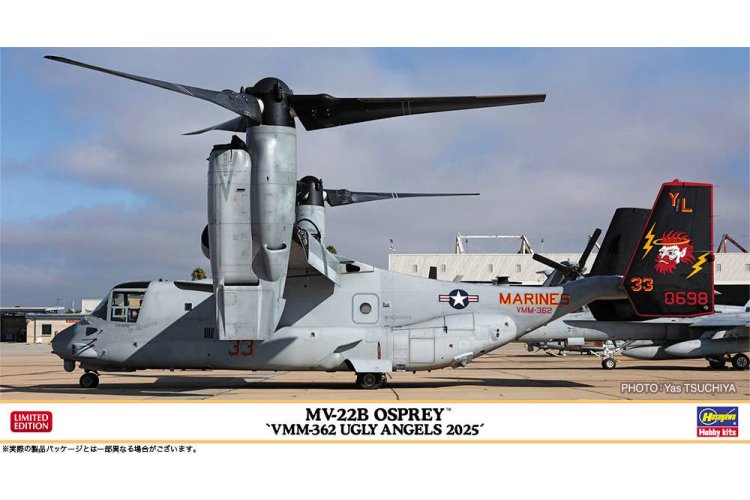 1:72 Hasegawa 02530 Bell Boeing MV-22B Osprey VMM-362 Ugly Angels 2025 - Amerikaans Tiltrotorvliegtuig - Has02530 1 - HAS02530