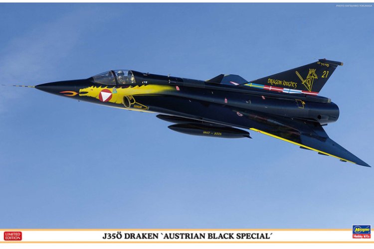 1:48 Hasegawa 07565 Saab J 35&Ouml; Draken Austrian Black Special - Oostenrijkse Straaljager - Has07565 1 - HAS07565