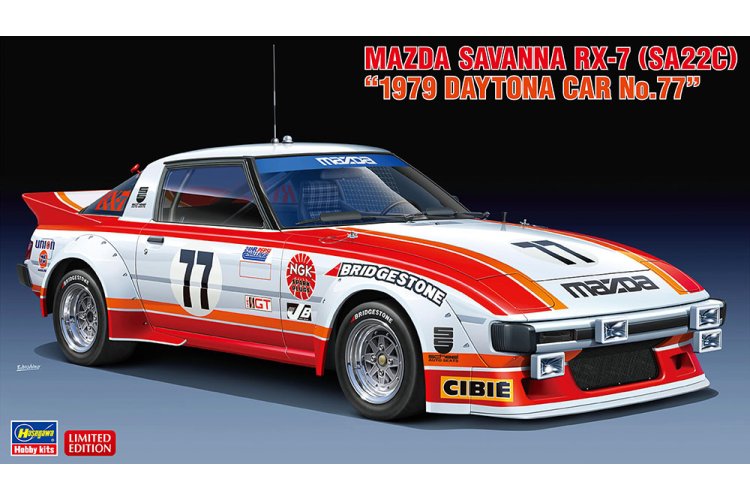 1:24 Hasegawa 20587 Mazda Savanna RX-7 SA22C 1979 Daytona Car No.77 - Japanse Raceauto - Has20587 1 - HAS20587