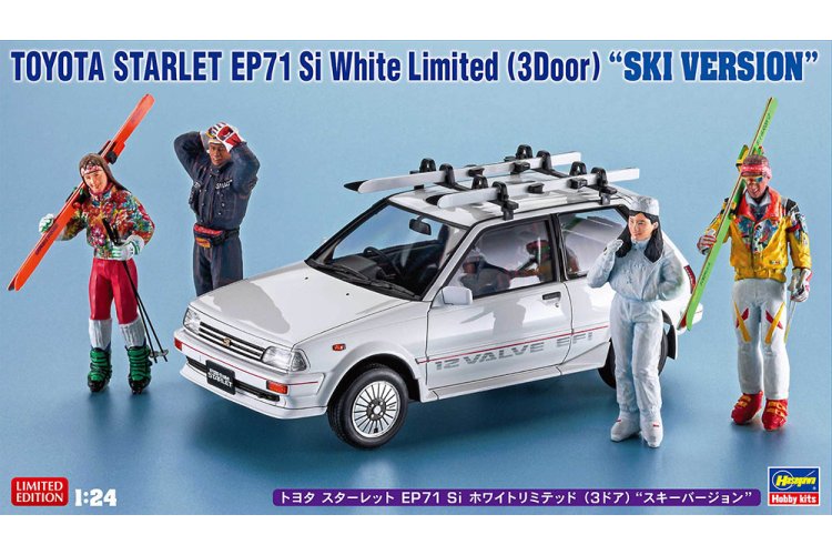 1:24 Hasegawa 20610 Toyota Starlet EP71 Si White Limited 3-Door Ski Version &ndash; Japanese Car - Has20610 1 - HAS20610