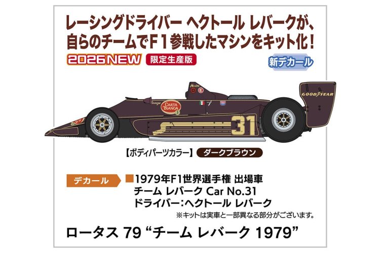 1:20 Hasegawa 20813 Lotus 79 Team Rebaque 1979 - H&eacute;ctor Rebaque No.31 - British Formula 1 Car - Has20813 3 - HAS20813