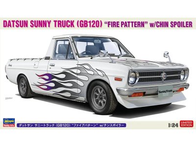 1:24 Hasegawa 20829 Datsun Sunny Truck (GB120) Fire Pattern met Chin Spoiler - Japanse Klassieke Pickup - Has20829 1 - HAS20829