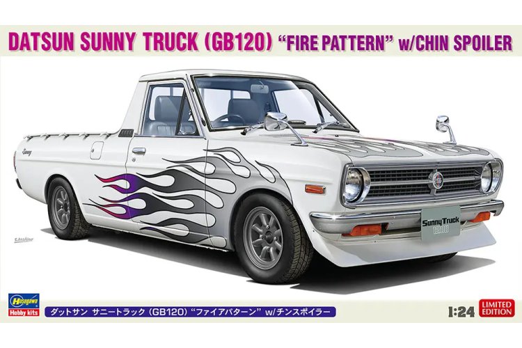 1:24 Hasegawa 20829 Datsun Sunny Truck (GB120) Fire Pattern met Chin Spoiler - Japanse Klassieke Pickup - Has20829 1 - HAS20829