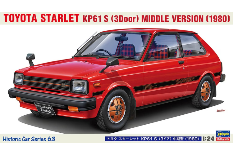 1:24 Hasegawa 21163 Toyota Starlet KP61 S - 3 deurs - Midden versie 1980 - Auto - Has21163 1 - HAS21163