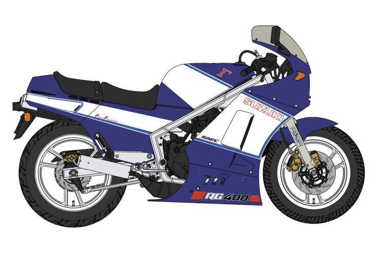 1:12 Hasegawa 21739 Suzuki RG400&Gamma; Late Versie - 1986 - Blauw/Witte kleur met onderkuip - Motorfiets - Has21739 4 - HAS21739
