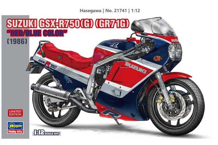 1:12 Hasegawa 21741 Suzuki GSX-R750 (G) (GR71G) "Rood/Blauw Kleur" (1986) - Motorfiets - Has21741 1 - HAS21741