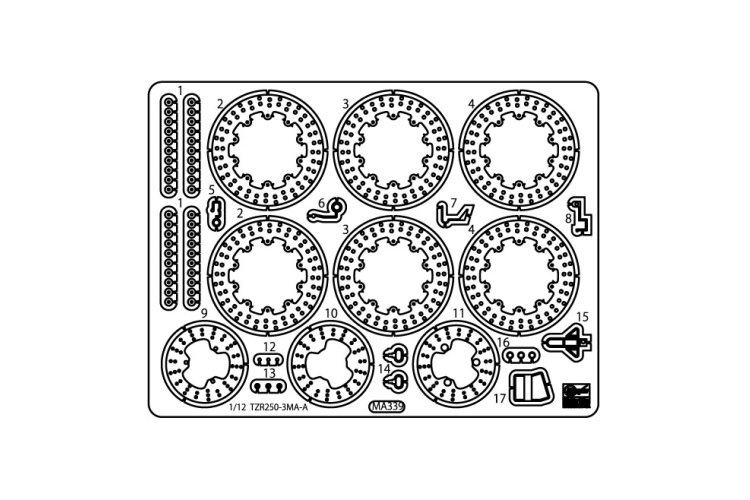 1:12 Hasegawa 21773 Foto-etsdelen voor Yamaha TZR250 3MA 1989 - Has21773 2 - HAS21773
