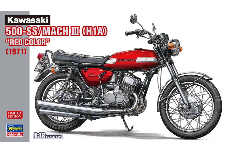 1:12 Hasegawa 21775 Kawasaki 500-SS/MACH III H1A 1971 &ndash; Red Color &ndash; Japanese Motorcycle - Has21775 1 - HAS21775