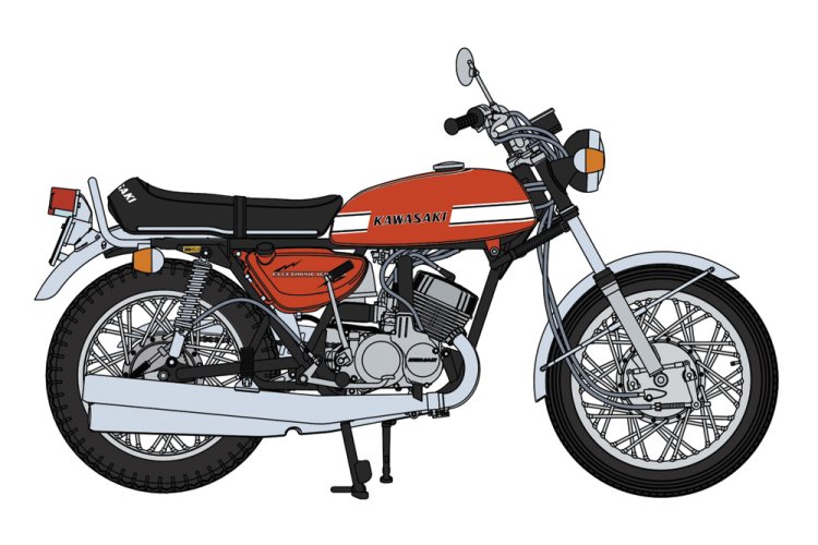 1:12 Hasegawa 21775 Kawasaki 500-SS/MACH III H1A 1971 &ndash; Red Color &ndash; Japanese Motorcycle - Has21775 2 - HAS21775