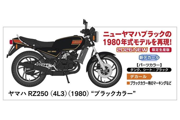 1:12 Hasegawa 21781 Yamaha RZ250 4L3 1980 Black Color - Japanese Motorcycle - Has21781 3 - HAS21781